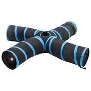 Tunnel per gatti a 4 vie 25 cm poliestere nero e blu 02_0005139