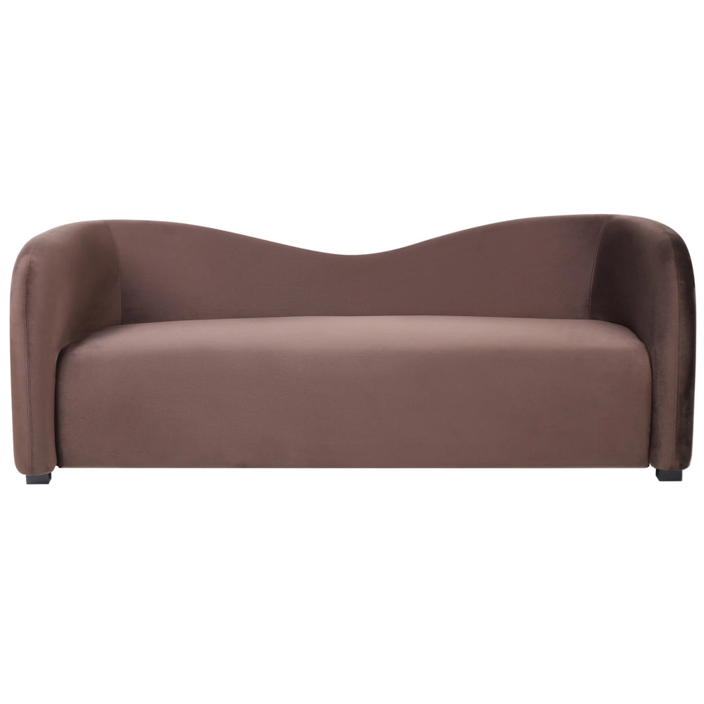 Set moderno ed elegante imbottito per salotto Divano e poltrone Schienale curvo Velluto Marrone scuro