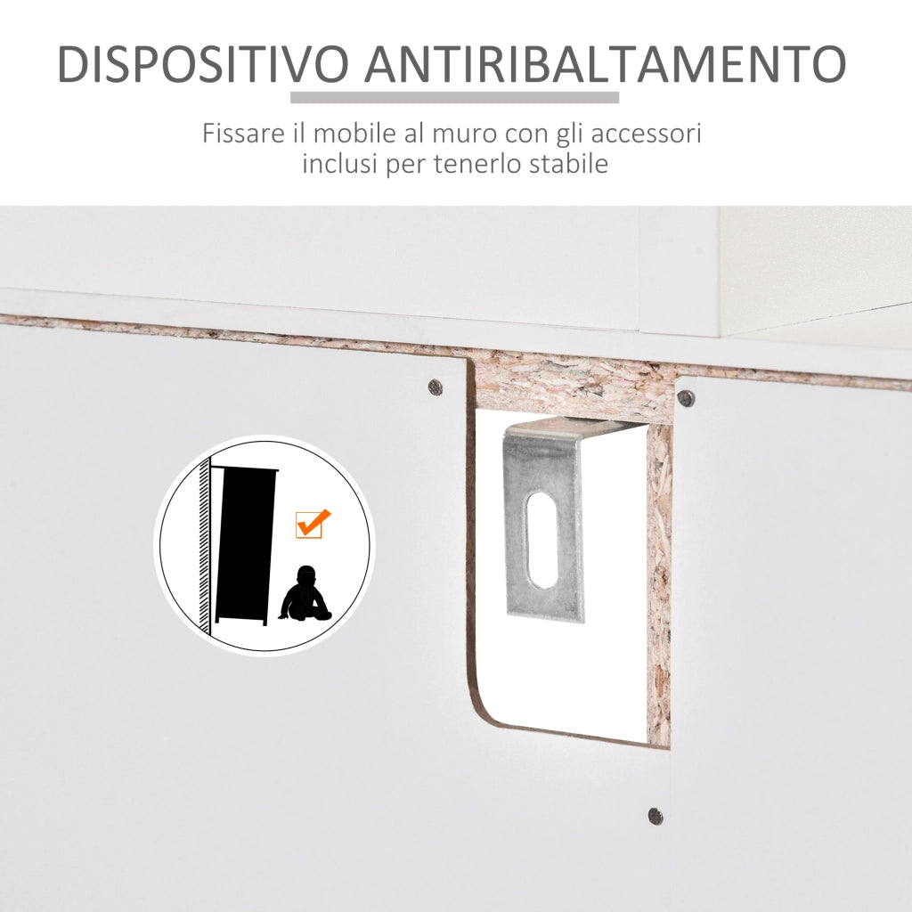 EasyComfort Mobile Cucina per Microonde con Armadietti, Mensole e Cassetto, Credenza Moderna in Legno 90x40x120cm Bianco