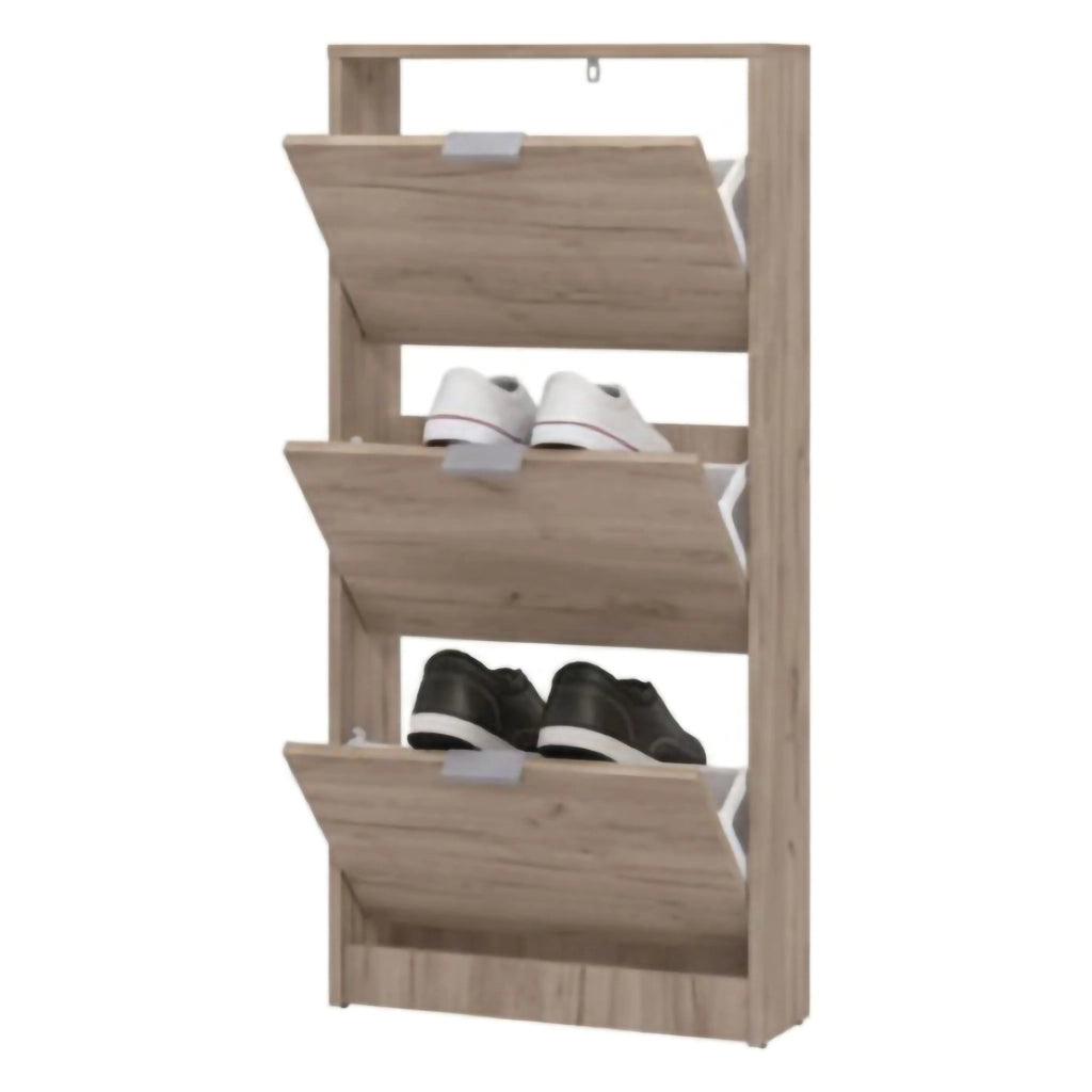 Mobile Portascarpe Melle, Scarpiera 3 Ripiani, 58x18x119h cm Marrone Rovere Scuro