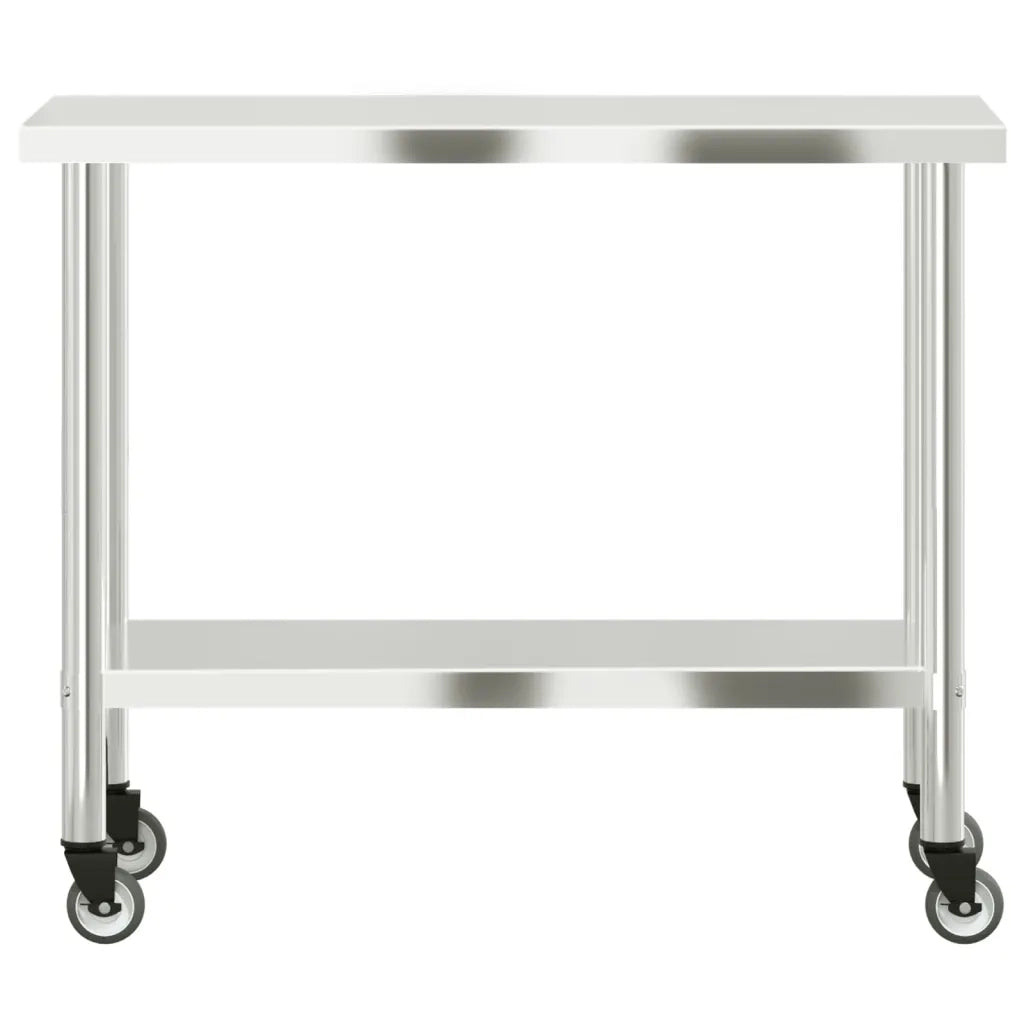 Tavolo da Lavoro Cucina con Ruote 110x55x85 cm in Acciaio Inox CFW8271631