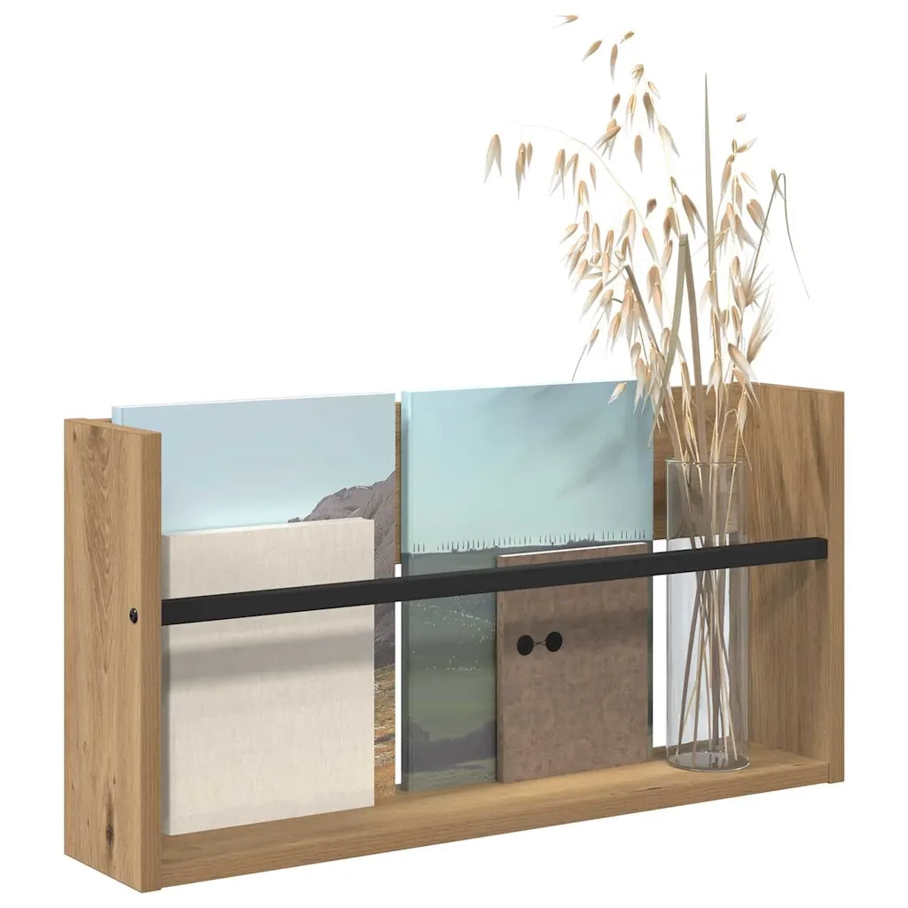 Scaffale per riviste Rovere artigianale 60 x 12 x 30 cm 890802