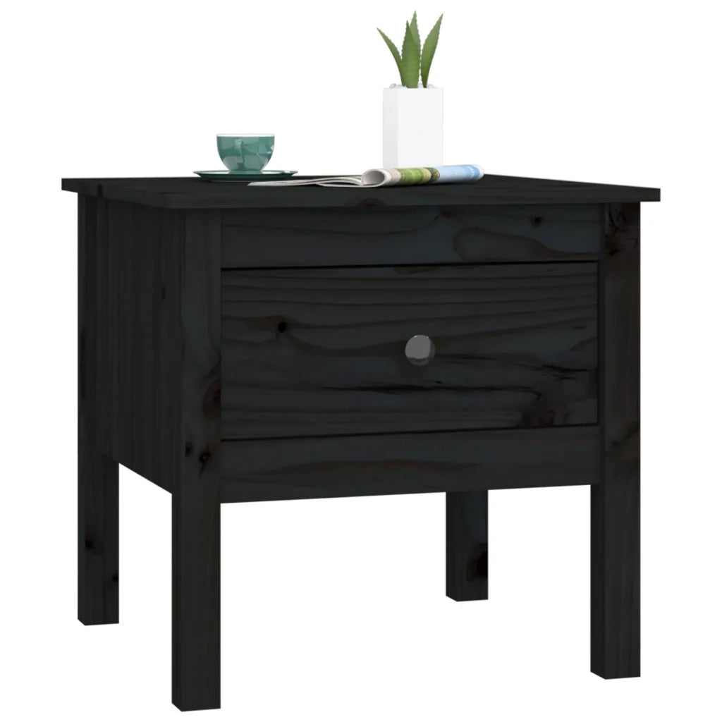Tavolini 2 pz Neri 50x50x49 cm in Legno Massello di Pino 813803