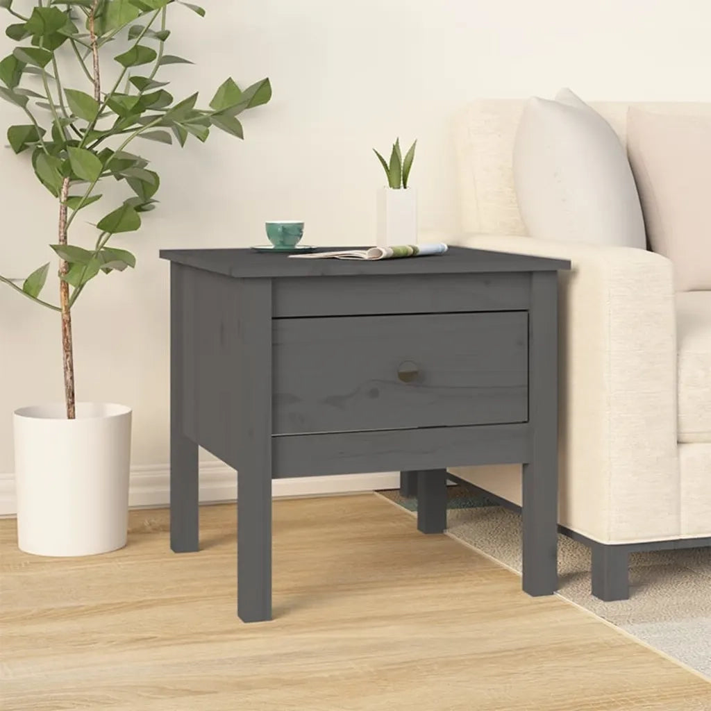 Tavolini 2 pz Grigi 50x50x49 cm Legno Massello di Pino 813799