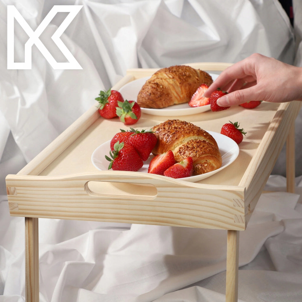 Tavolino da colazione pieghevole in legno KADAX per laptop da letto, vassoio regalo