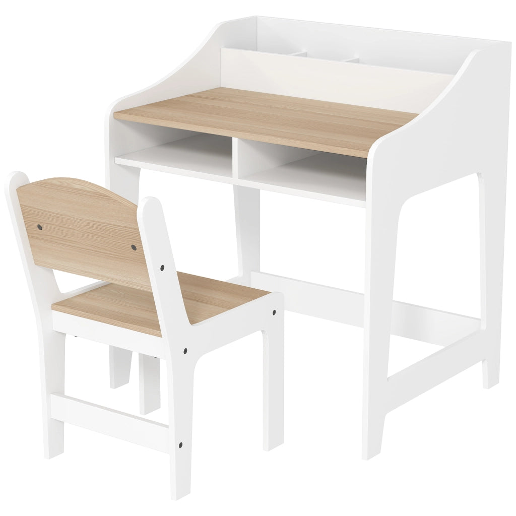 Scrivania per bambini con sedia ¨C zephmum ¨C legno naturale 90x50x75