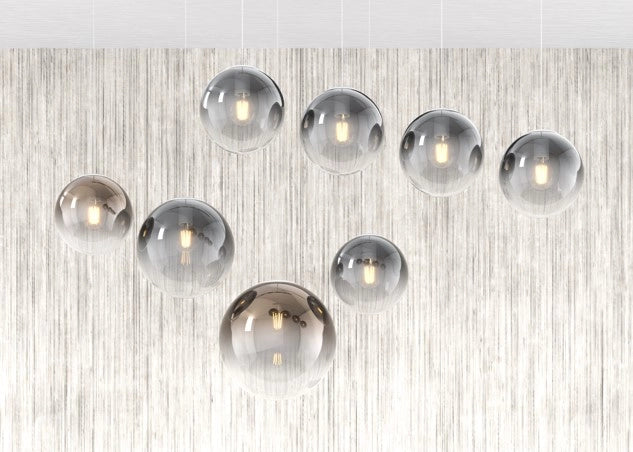 SOSP. OTTONE SAT. 7 LUCI RETTANGOLARE VETRI (4 PICCOLI +3 MEDI) TUTTI FUME' 1194OS-S7 RPM-FU