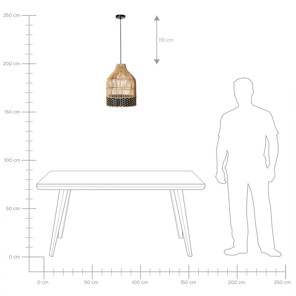 Lampada a sospensione in rattan naturale con struttura in ferro Lampadario in stile boho intrecciata a mano Illuminazione