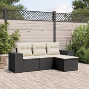 Salotto da Giardino-Set Divani da Giardino 4 pz con Cuscini Nero in Polyrattan 537601
