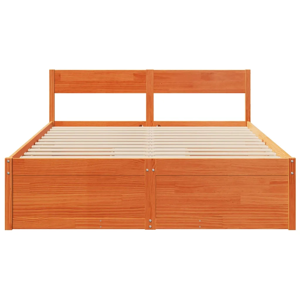 Letto senza Materasso Marrone Cera 150x200 cm in Legno di Pino 3282347