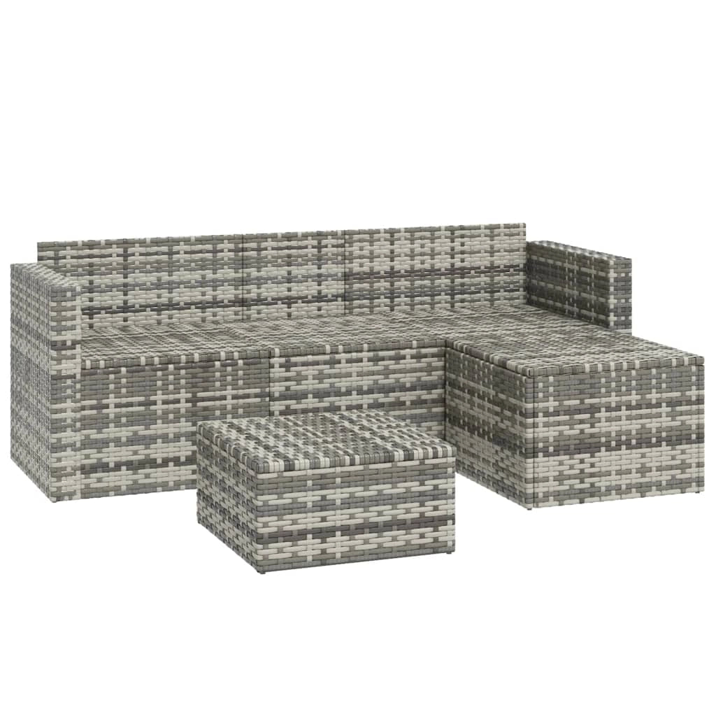 Set di mobili da giardino mobili da esterno set da 3 pezzi con cuscini resina intrecciata grigia 02_0015980