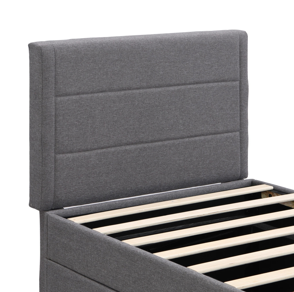 Letto singolo 90x200 cm con rete a doghe metallica e spazio sottoletto grigio