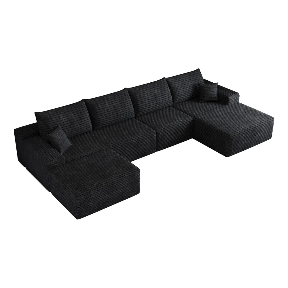 Divano angolare con chaise longue ¨C Minimal ¨C nero velluto 340cm