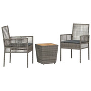 Set Bistro da Giardino 3 pz | Set Salotto da Giardino Grigio polyrattan