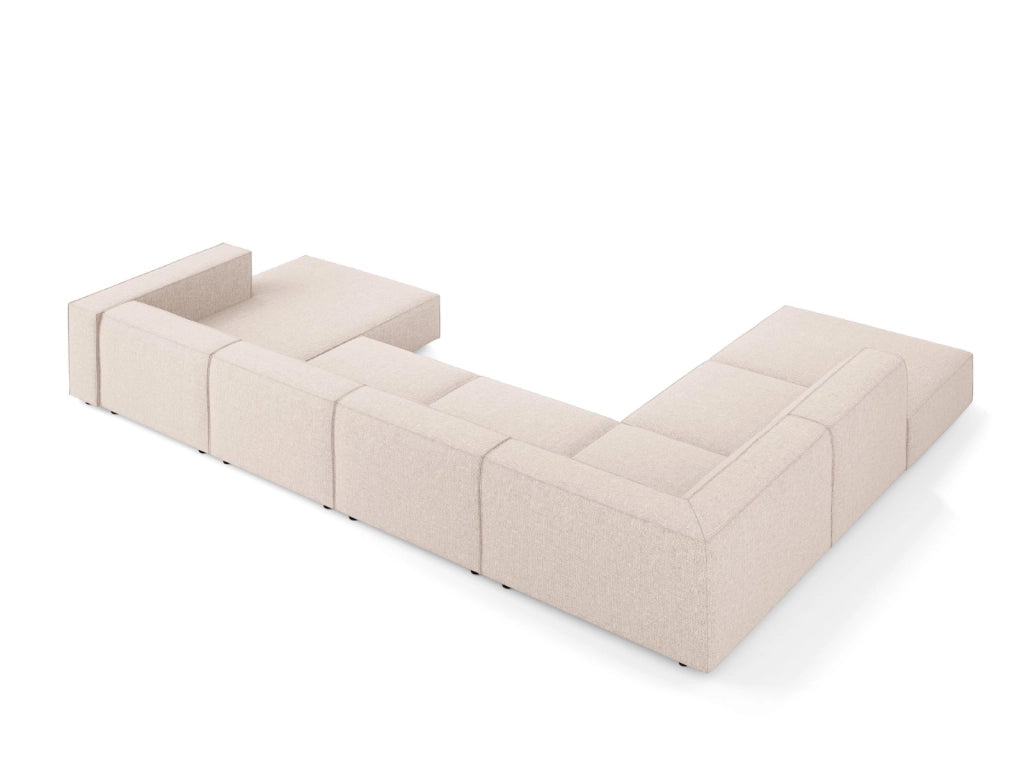 Cosmopolitan Design - Divano panoramico sinistro "Arendal" 7 posti in ciniglia beige 