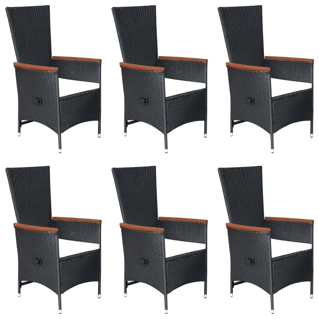 Set Mobili da Pranzo per Giardino 7 pz in Polyrattan Nero 3070766