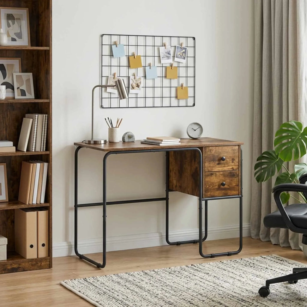 Scrivania con Spazio di Archiviazione Rovere Fumo 8008004