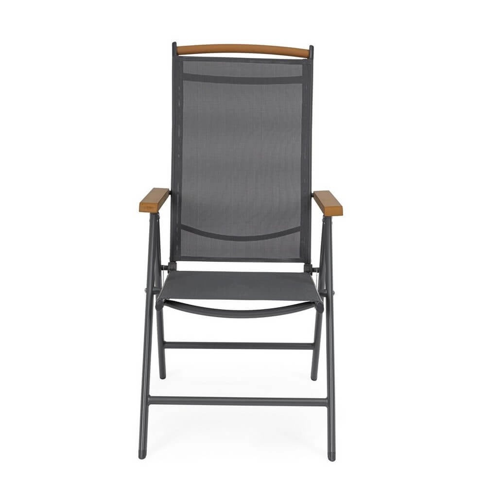 Set 4 Sedie Reclinabili Alluminio Grigio Scuro da Esterno - VALCRIS