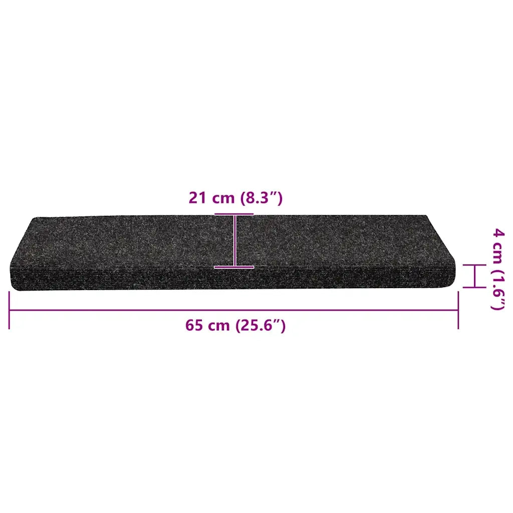 Tappetini per scale autoadesivi 30 pz 65x21x4 cm neri bordo rettangolare 3365693