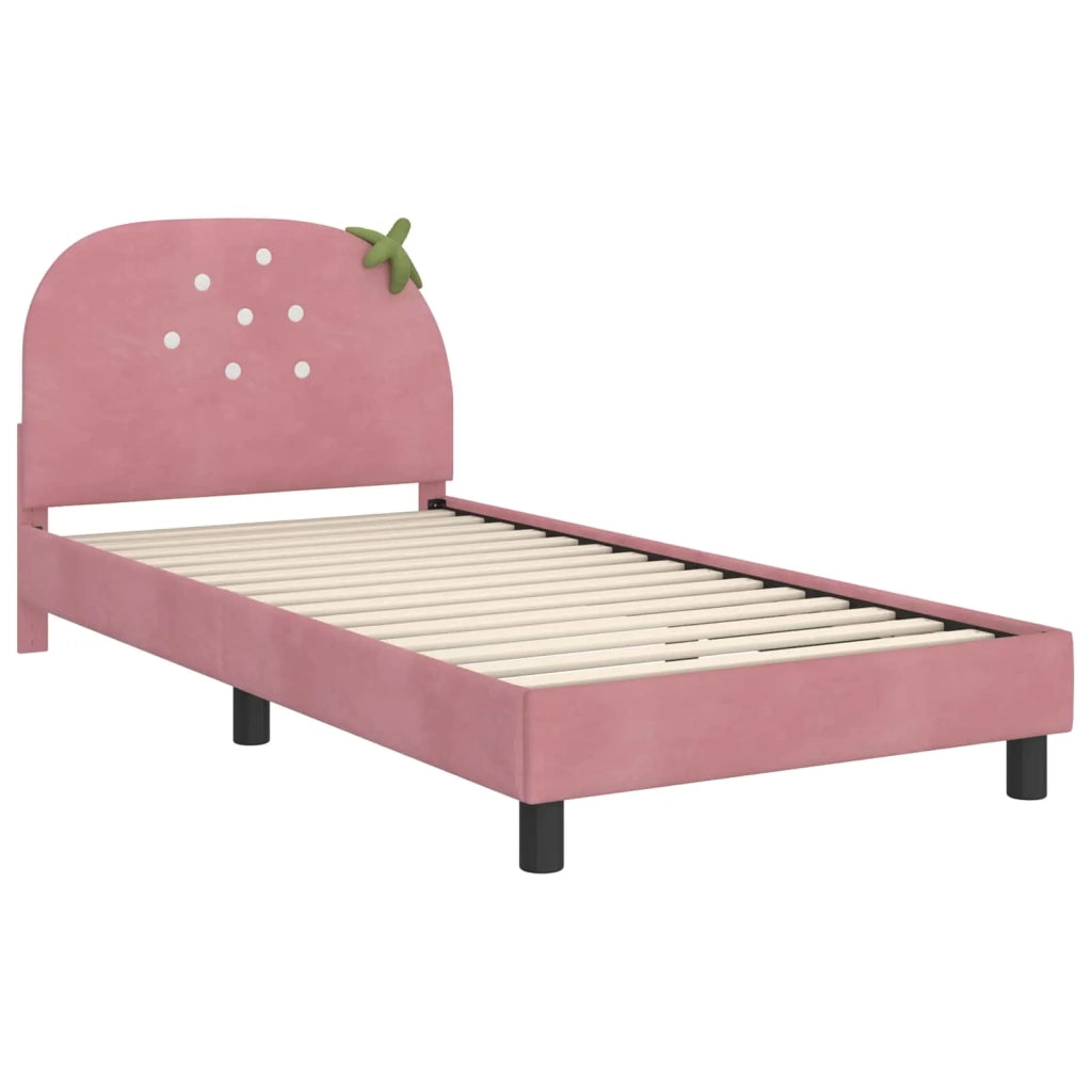 Struttura letto bambini con testata-Giroletto per bambini Rosa 80 x 200 cm Velluto 928312