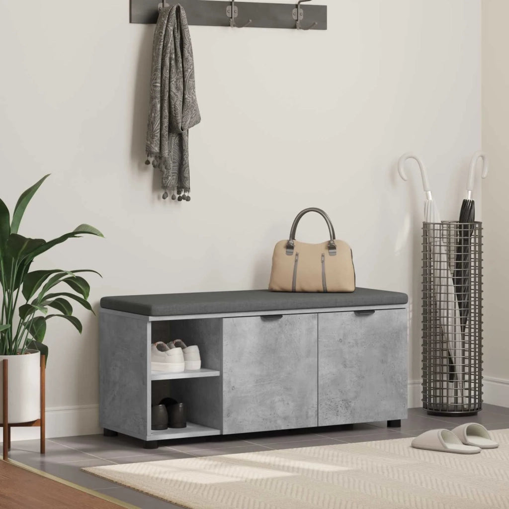 Panca per ingresso con cuscino Grigio Cemento 100 x 38 x 46 cm 891515