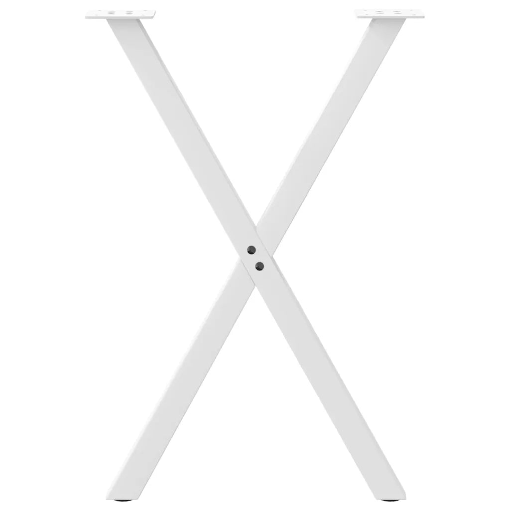 Gambe per tavolo da pranzo a forma di X 2 pz bianche 57x(72-73) cm in acciaio 4012913