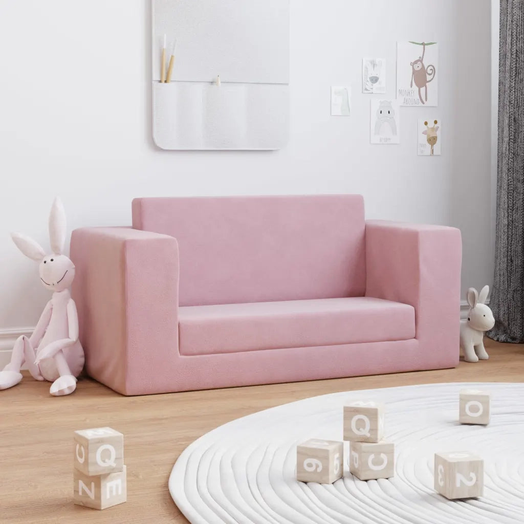 Divano Letto per Bambini a 2 Posti-Sofa Letto-Daybed-Divanetto Rosa in Morbido Peluche 810819