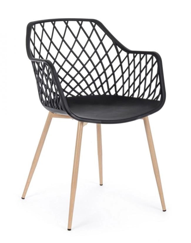 Set 4 Sedie 58x54x85,5 cm in Plastica Nero