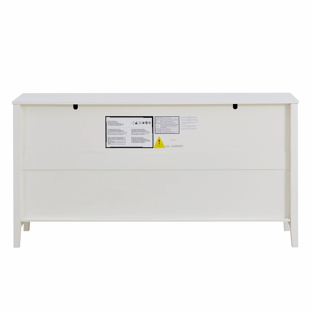 Credenza, 2 cassetti, 4 ante, maniglie in metallo, MDF, 160x40x82 cm, bianco