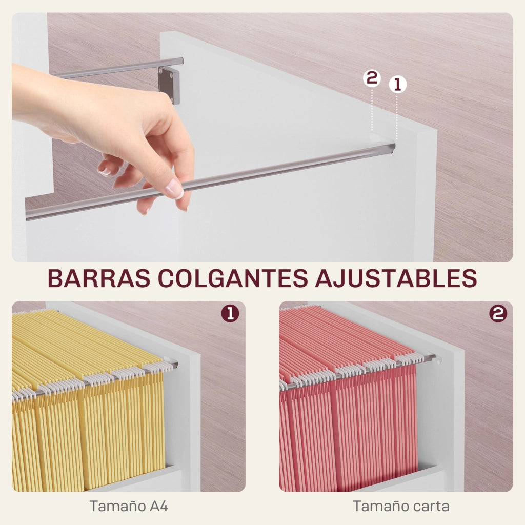 Cassettiera con 2 Cassetti e Serratura ¨C zephmum ¨C Bianco 40x41,5x67,5 cm