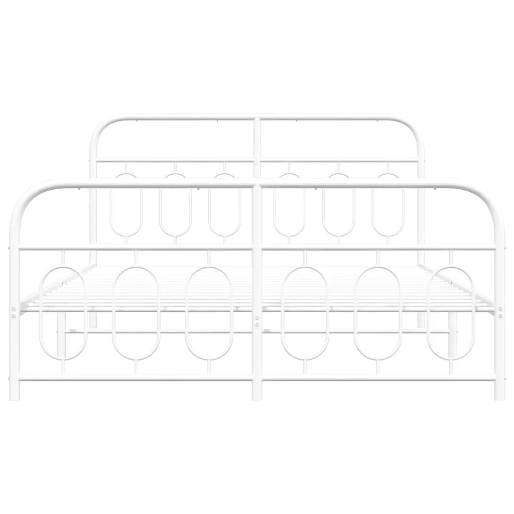 Giroletto con Testiera e Pediera Metallo Bianco 140x190 cm 377184