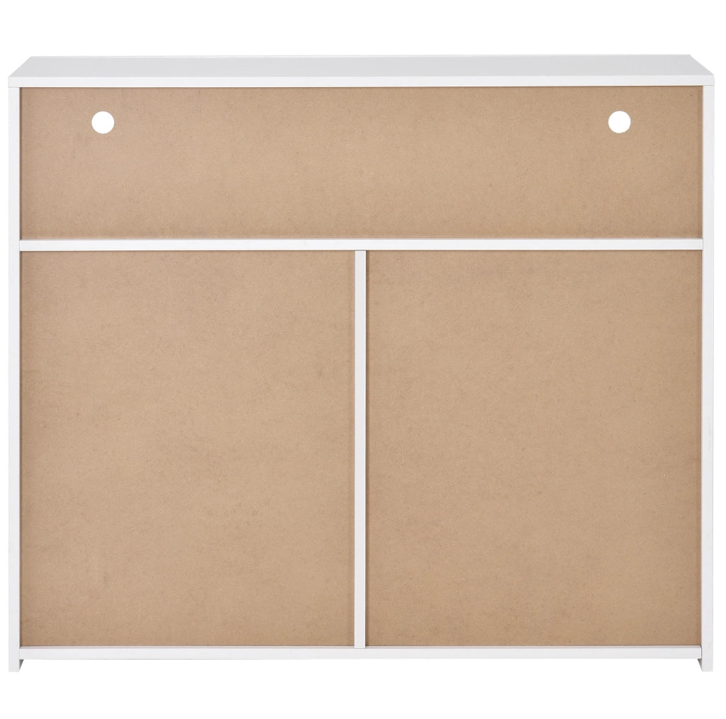 Credenza ULEVR 108x40x92 cm bianca con 2 ante, vani aperti, LED multicolore e porta USB
