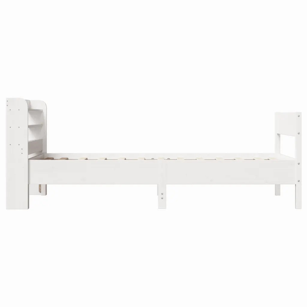 Letto senza Materasso-Struttura Letto Bianco 75x190 in Legno Massello di Pino 739226