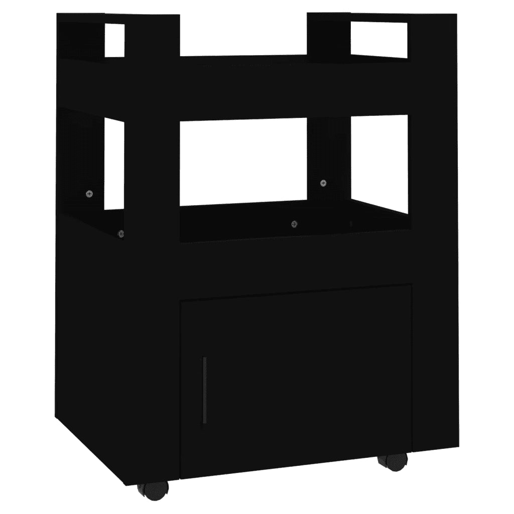 Carrello da Cucina-Scaffale per Cucina Nero 60x45x80 cm in Legno Multistrato