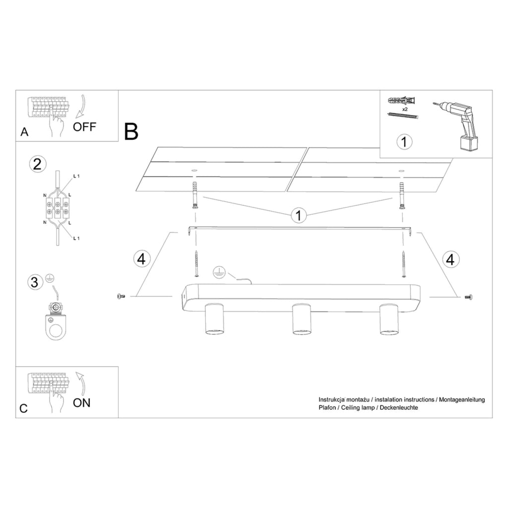 Lampada a soffitto TAVO 3