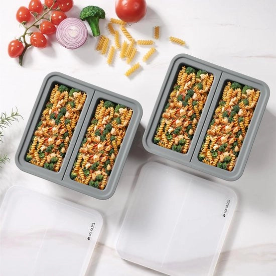 Set di contenitori in silicone con coperchio - multifunzionali e spazievendenti - set da 2 - silicone