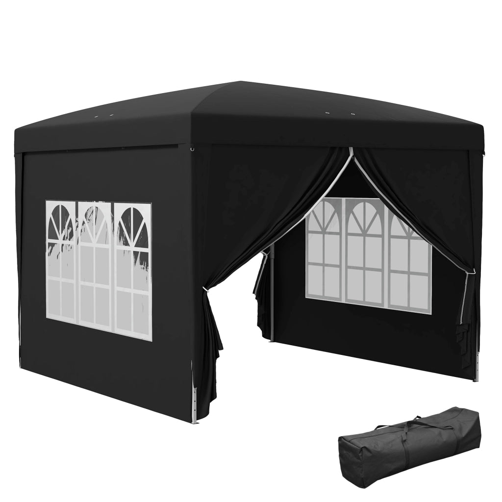 Tenda da giardino pieghevole 3x3 m ¨C zephmum ¨C nero con 4 pareti e sacco di trasporto