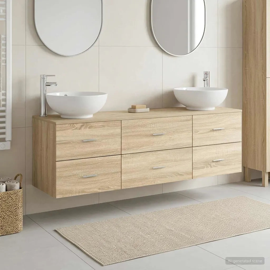 Set di mobili per il bagno 3 pz Rovere Sonoma 3405893