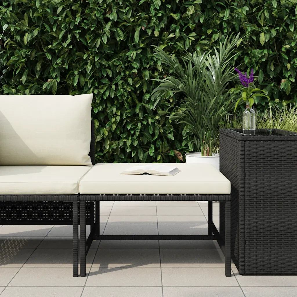 Poggiapiedi Modulare con Cuscino in Polyrattan Nero CFW5813082