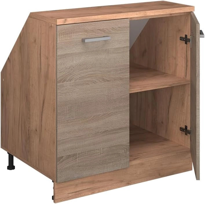 Mobile sottotetto Rion, Sonoma, 80 x 81.6 cm con 2 porte, carcassa 60 cm profondità, adatto per il salvaspazio sotto tetti spioventi