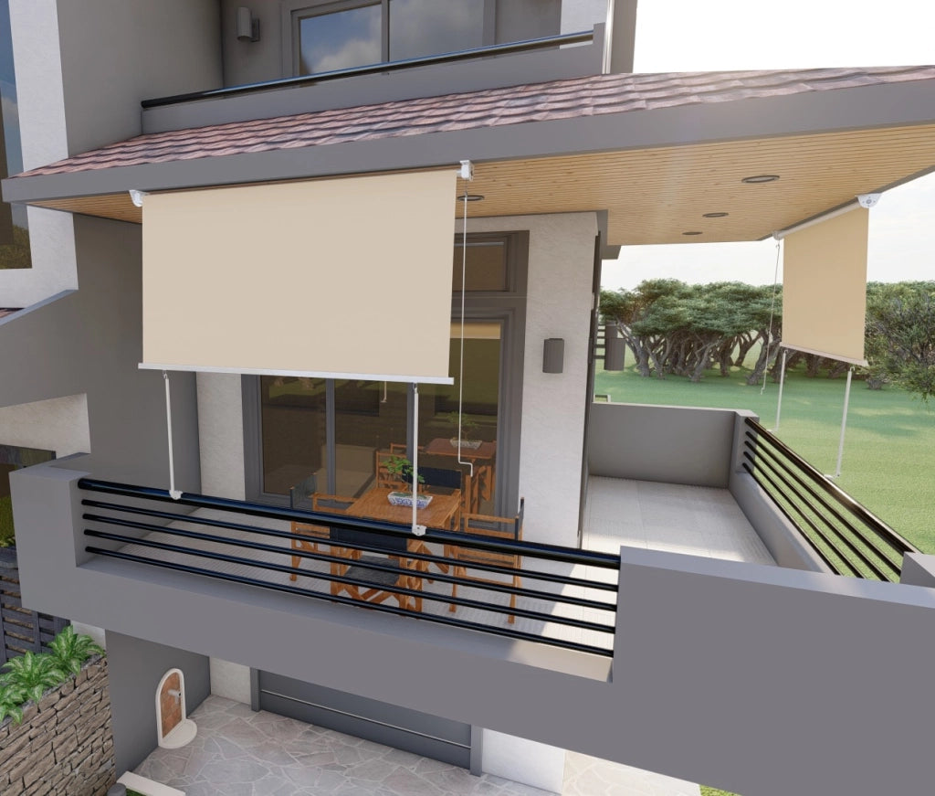 Tenda da sole a caduta con bracci per balcone terrazzo finestra 200cm Beige Golisa