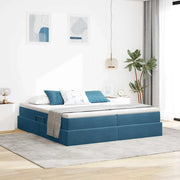 Letto con contenitore e materasso Blu Scuro 200 x 200 cm