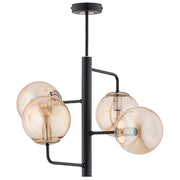 Lampadario moderno nero sfere vetro ambra 4xE14 Alfa