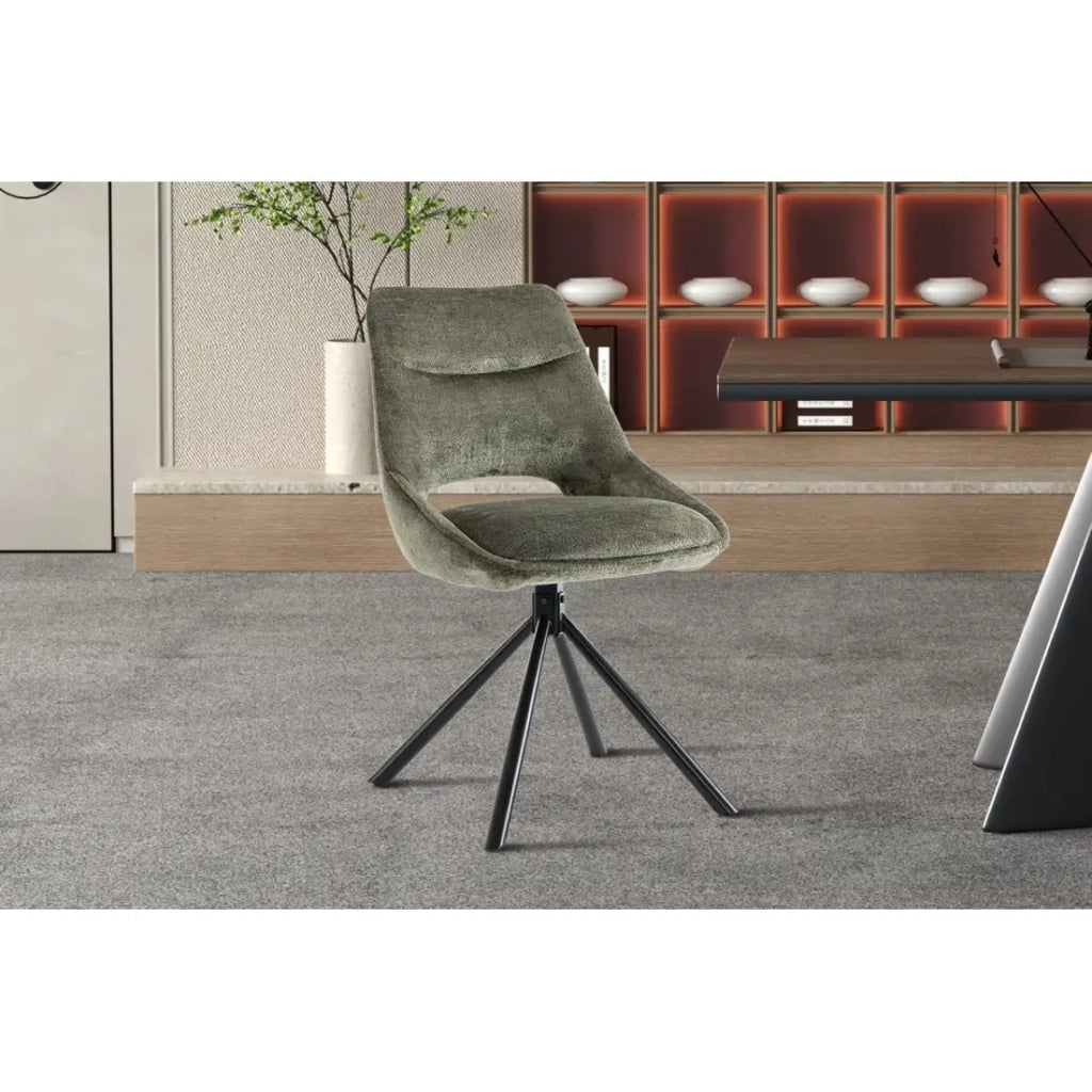 Set di 2 sedie YUMENA – Tessuto verde – Piedi in metallo – Design compatto – Eleganza naturale e robusta