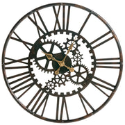 Orologio da parete nero in materiale sintetico con superficie aperta e numeri romani, design moderno, complemento d'arredo per la casa