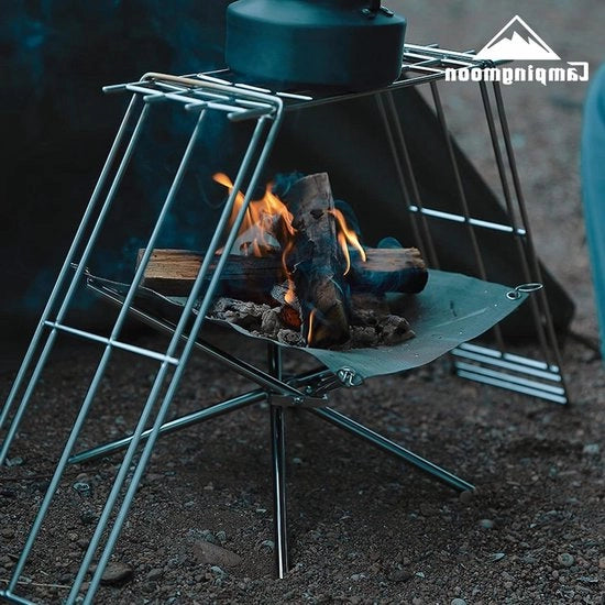 Vasca da campeggio portatile in acciaio inossidabile con fornello a gas per esterno, barbecue a legna portatile, fuoco aperto per giardino, campeggio e pic nic