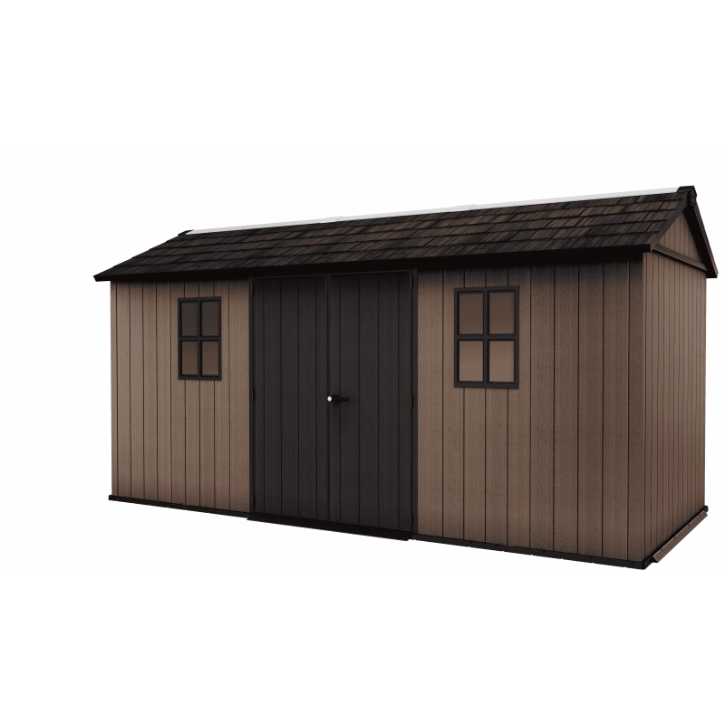 Casetta da giardino in resina EVOTECH+ 476x230 cm - con pavimento e doppia porta - carico neve 150 kg/m² – Newton Plus 7515/1575 - Marrone - Keter