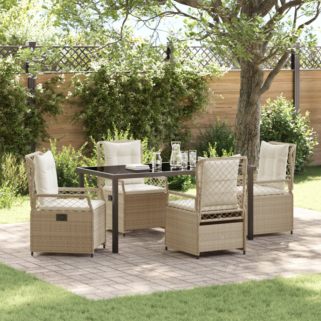 Set di Mobili da Giardino da 5 Pezzi Beige Polyrattan