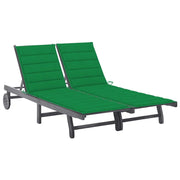 Lettino prendisole sedia a sdraio lettino prendisole letto da giardino mobili da esterno per patio 2 posti con cuscino grigio acacia 02_0012227