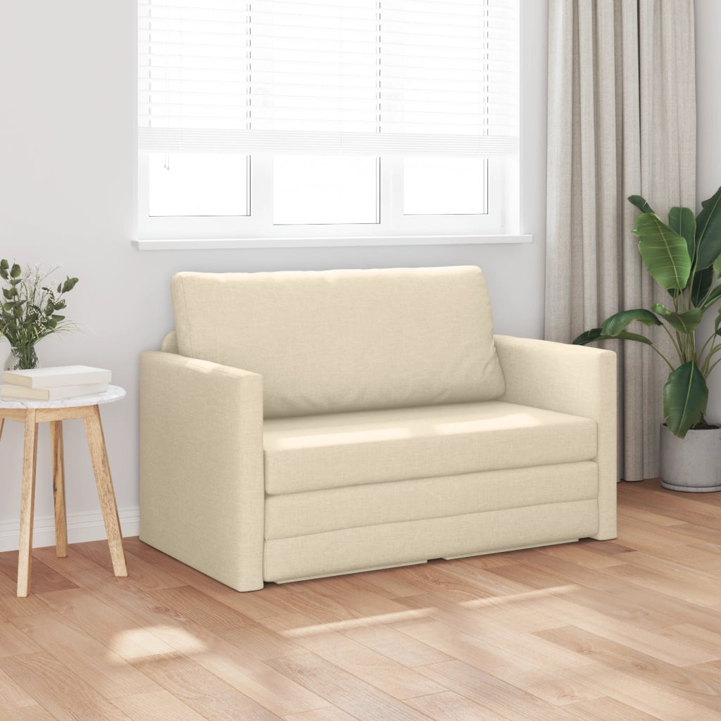 Divano Letto 2-in-1 Panna 124x71x78 cm Tessuto
